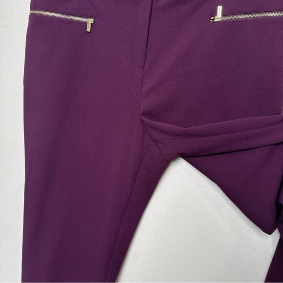 Calvin Klein Womens 16 Stretch High Waist Straight Leg Pants Purple - Picture 8 of 14